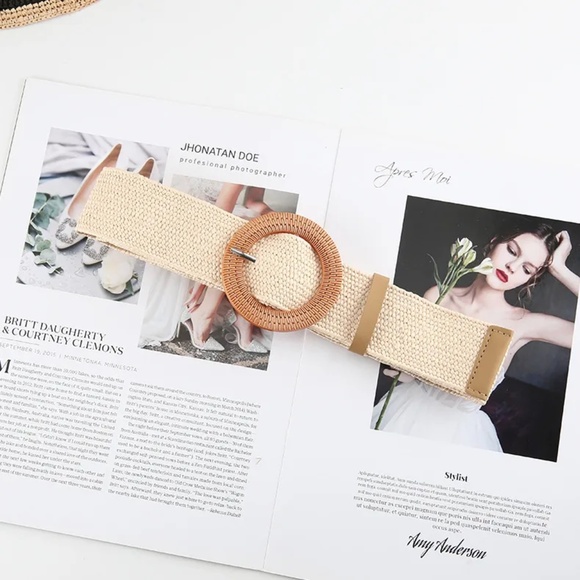 2/$30 Beige Woven Belt with Round Buckle Cotton Linen OS For Dress Tunic Pants - Picture 1 of 4
